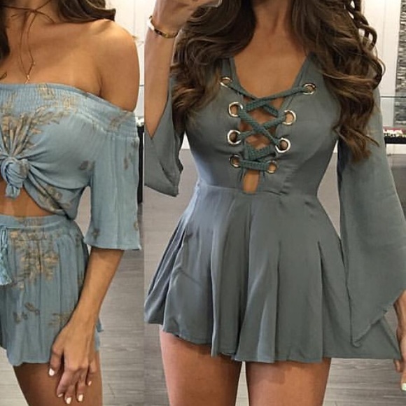Boutique Lace Up Romper - Picture 2 of 2